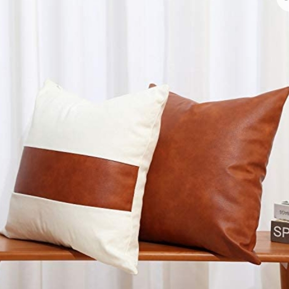 Urban Outfitters Other - 2 Modern Mudcloth Faux Leather Striped Decorative Throw Pillow Covers 18x18